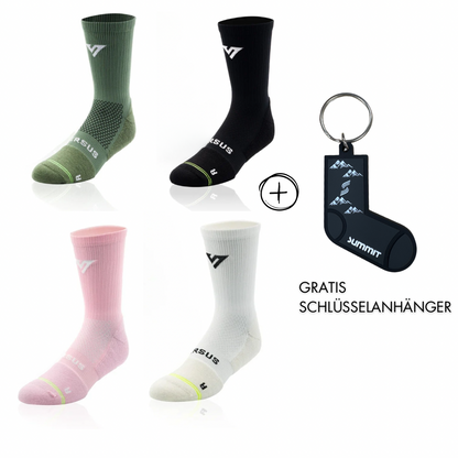 4 Paar Merino „Versus“ Socken + Gratis Schlüsselanhänger