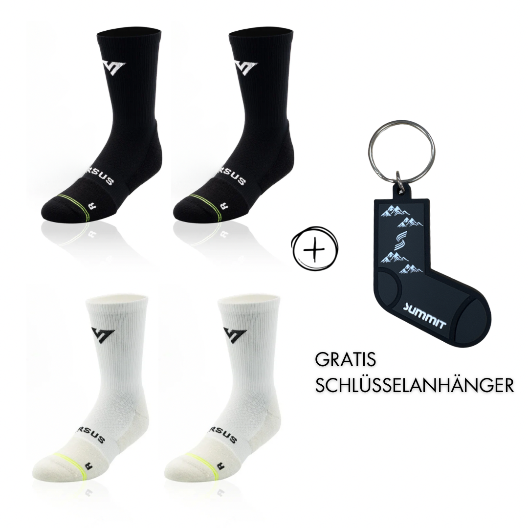 4 Paar Black&White Merino „Versus“ Socken + Gratis Schlüsselanhänger