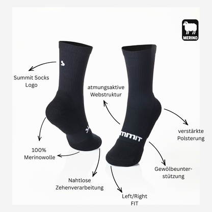 Kompressive Sport - & Wandersocke aus Merinowolle